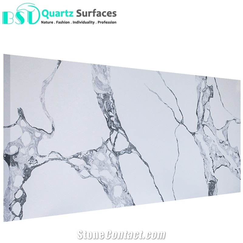White Calacatta Quartz Stone for Kitchen