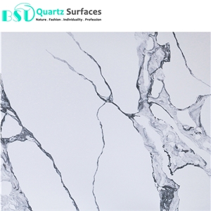 White Calacatta Quartz Stone for Kitchen