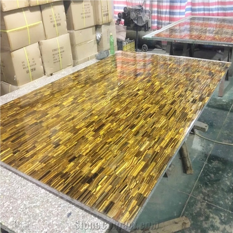 Yellow Tiger Onyx Jade Semiprecious Stone Slab