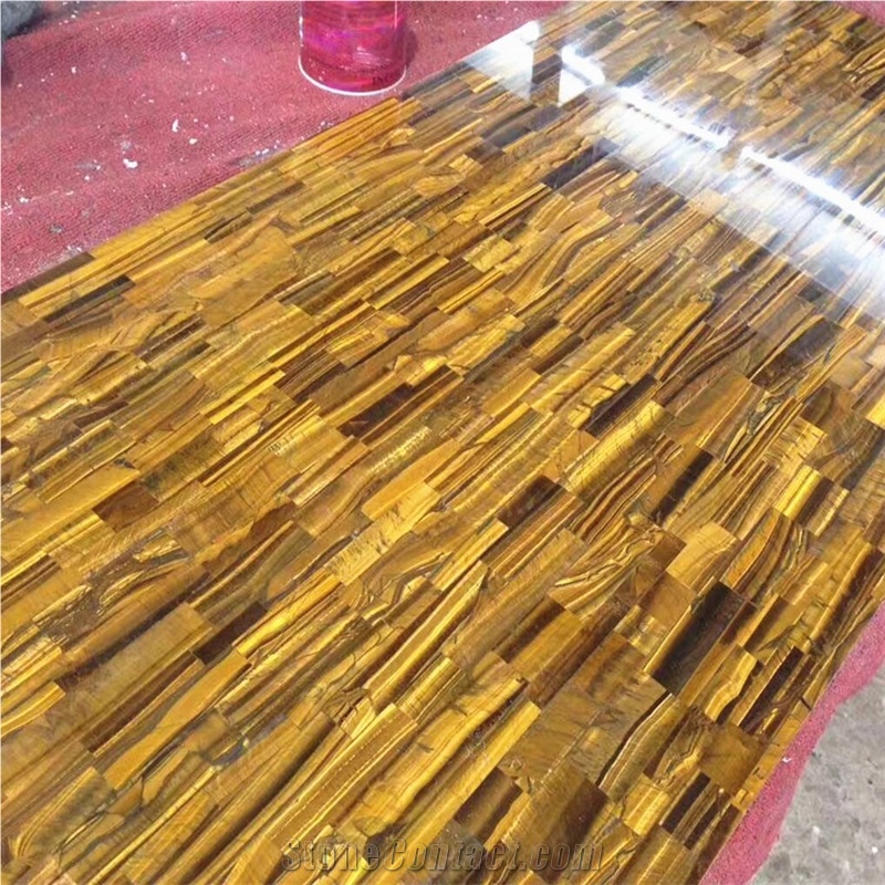 Yellow Tiger Onyx Jade Semiprecious Stone Slab