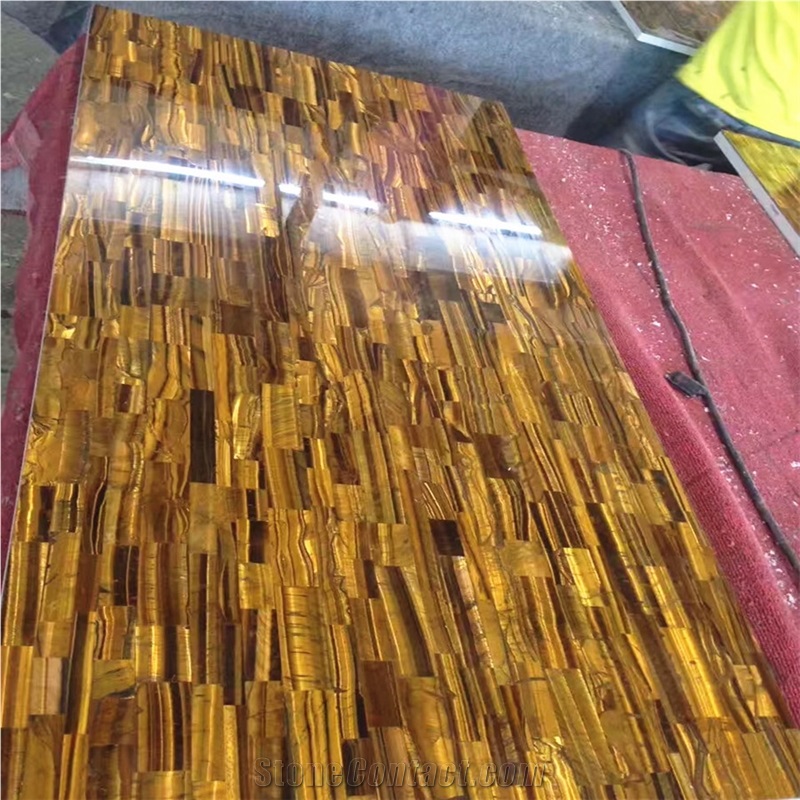 Yellow Tiger Onyx Jade Semiprecious Stone Slab