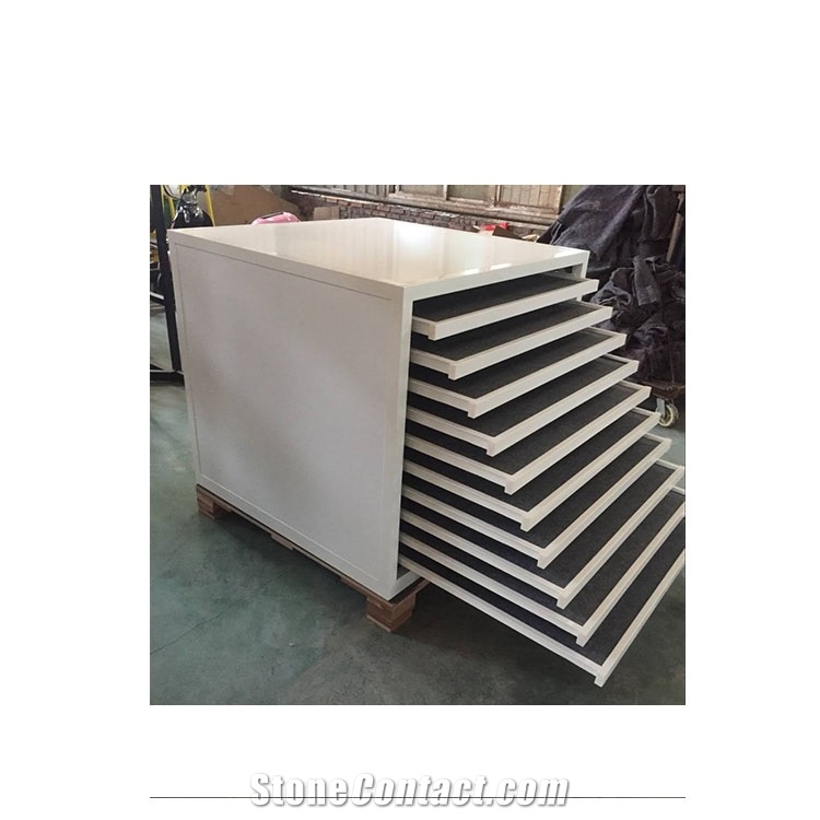 CC010 Granite Stone Tile Display  Drawer Stand With Wheel