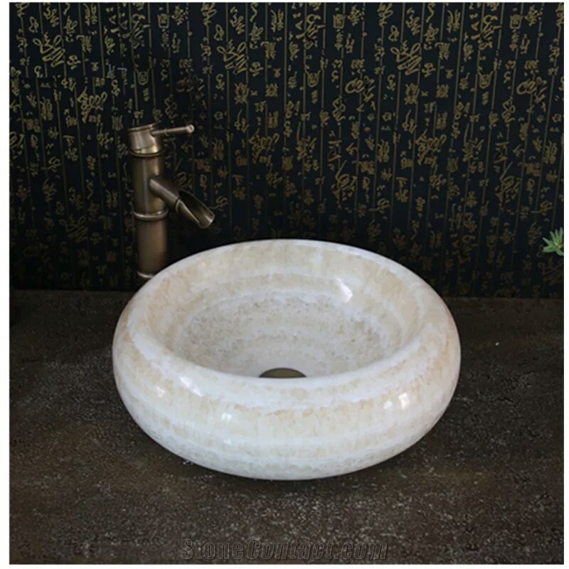 Light Honey Onyx Sink, Onyx Round Basins
