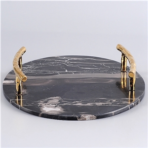 Marble Cheese Tray with Handles in Gold Marble