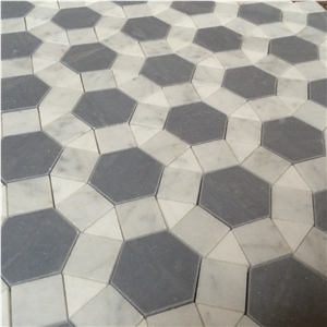 Palissandro Round Marble Mosaic Floor Tiles