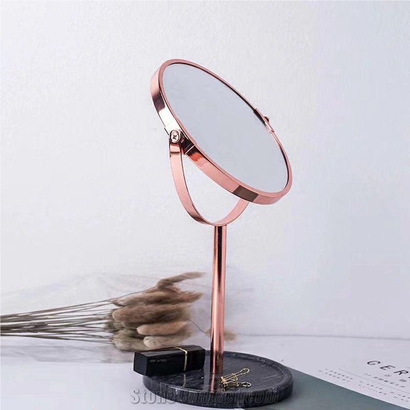 Table Standing Makeup Mirror with Black Marble