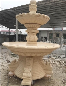 Red + Gray Granite Garden Water Fountain For Sale