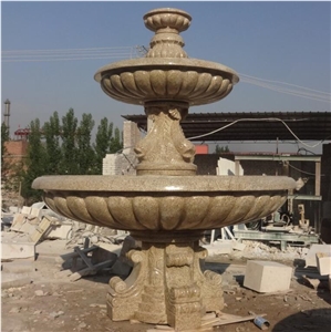 Red + Gray Granite Garden Water Fountain For Sale