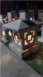 Outdoor Japanese Solar Led Granite Lantern