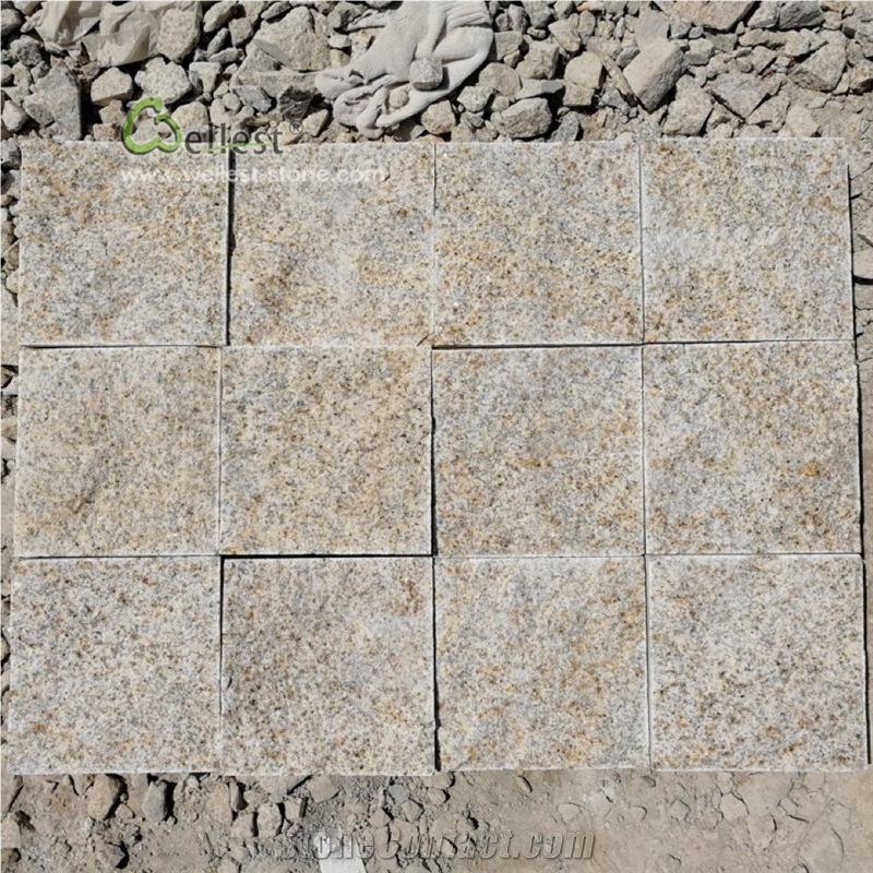 G350 Yellow Granite Cobblestone Paving Stone
