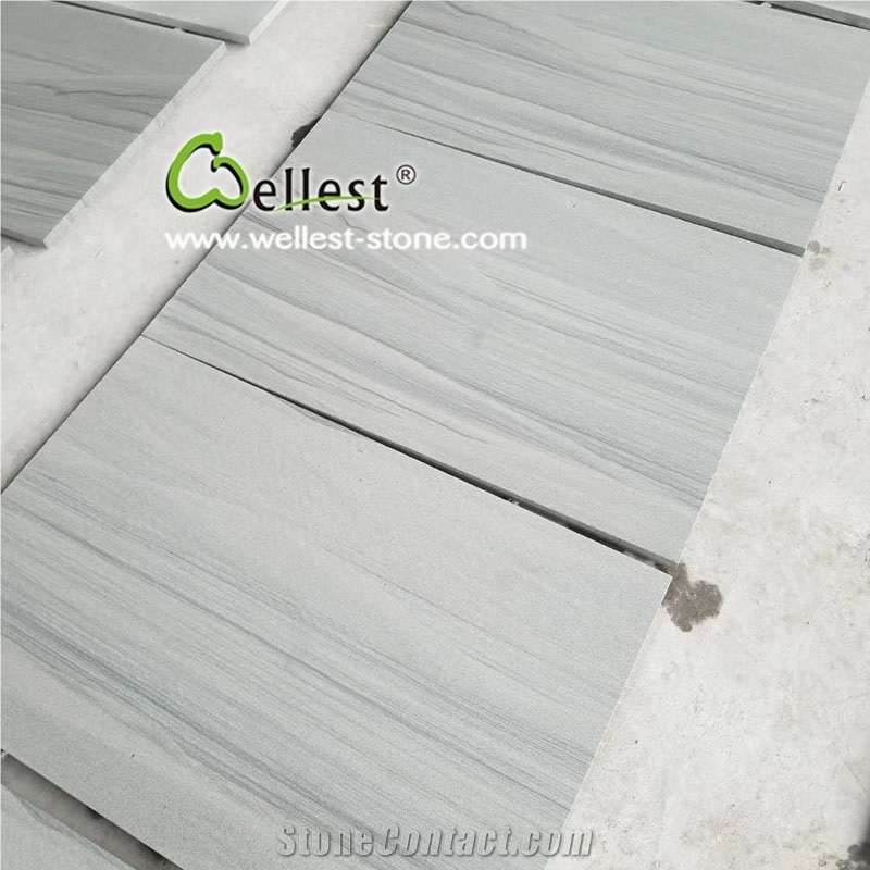 Honed Surface Grey Wood Vein Sandstone Slab