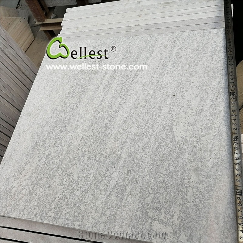 Snow White Flamed Quartzite Tiles for Swimming Pool