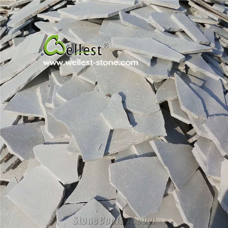 Sparkle White Quartzite Flagstone Wall and Floor