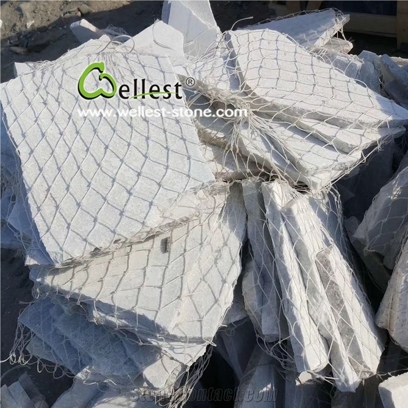 Sparkle White Quartzite Flagstone Wall and Floor