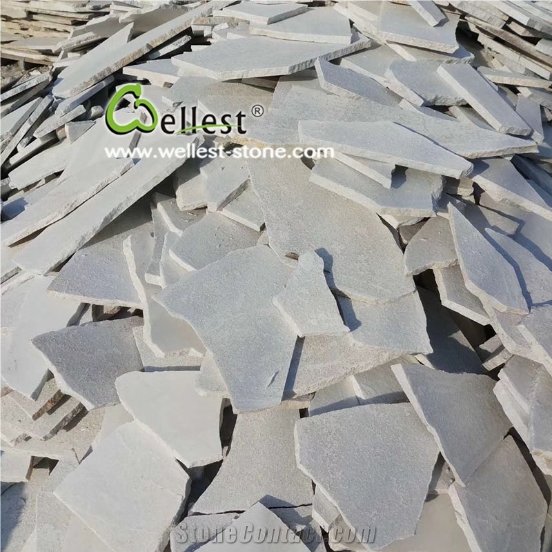 Sparkle White Quartzite Flagstone Wall and Floor