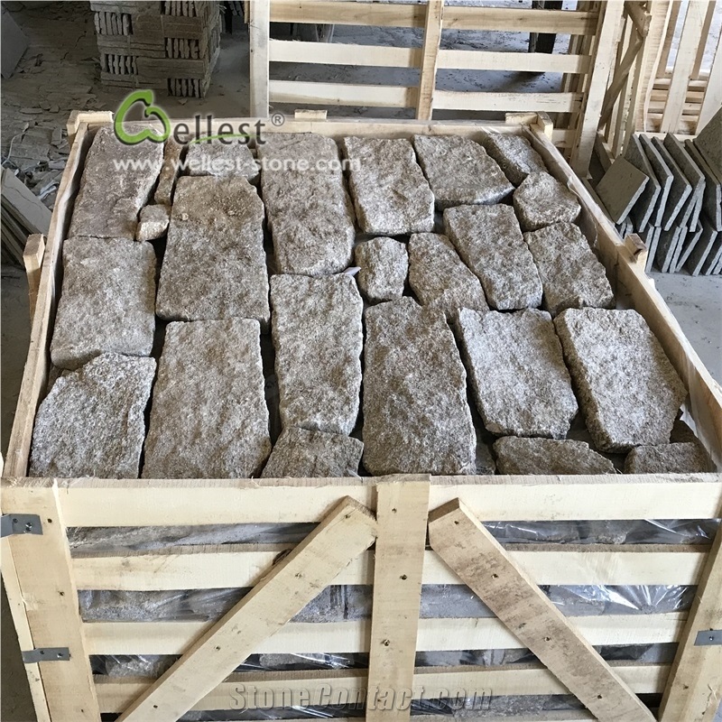 Split Yellow Granite Fieldstone Random Strip