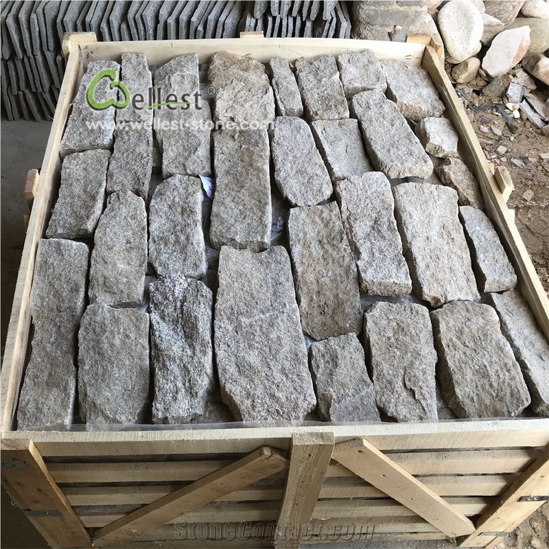 Split Yellow Granite Fieldstone Random Strip