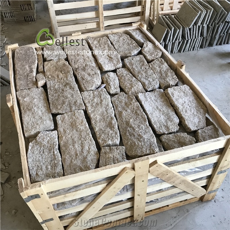 Split Yellow Granite Fieldstone Random Strip