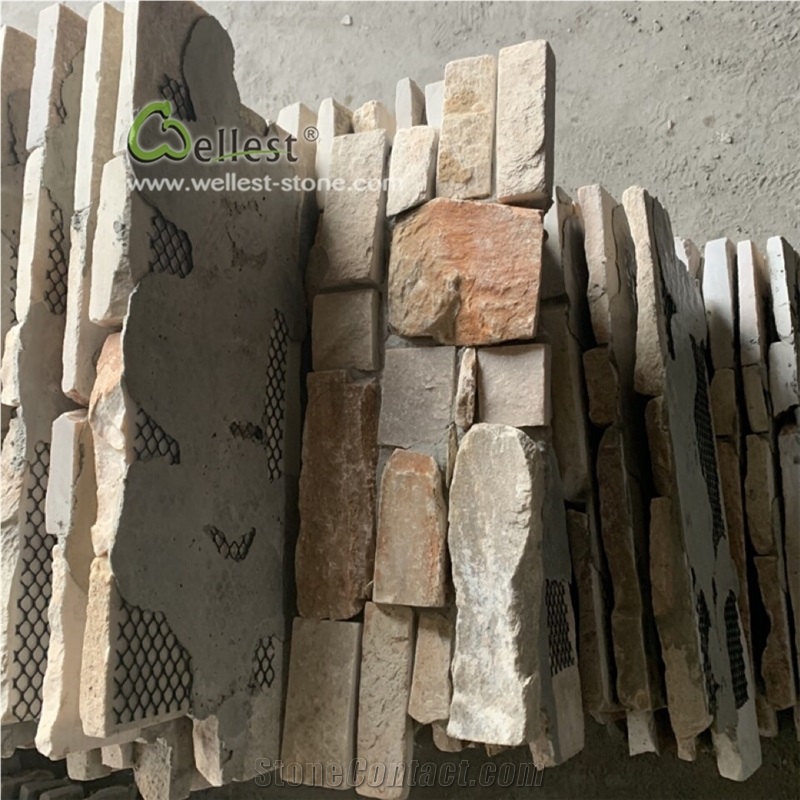 Z Stacked Stone Veneer, Yellow Slate Stone Panel