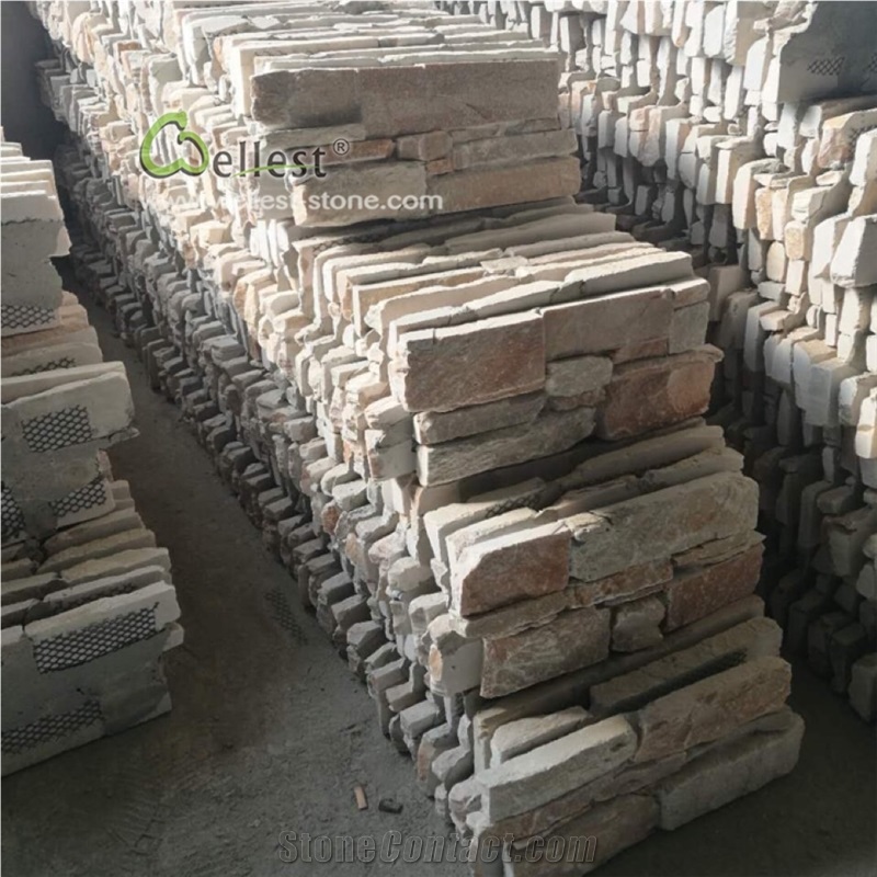 Z Stacked Stone Veneer, Yellow Slate Stone Panel