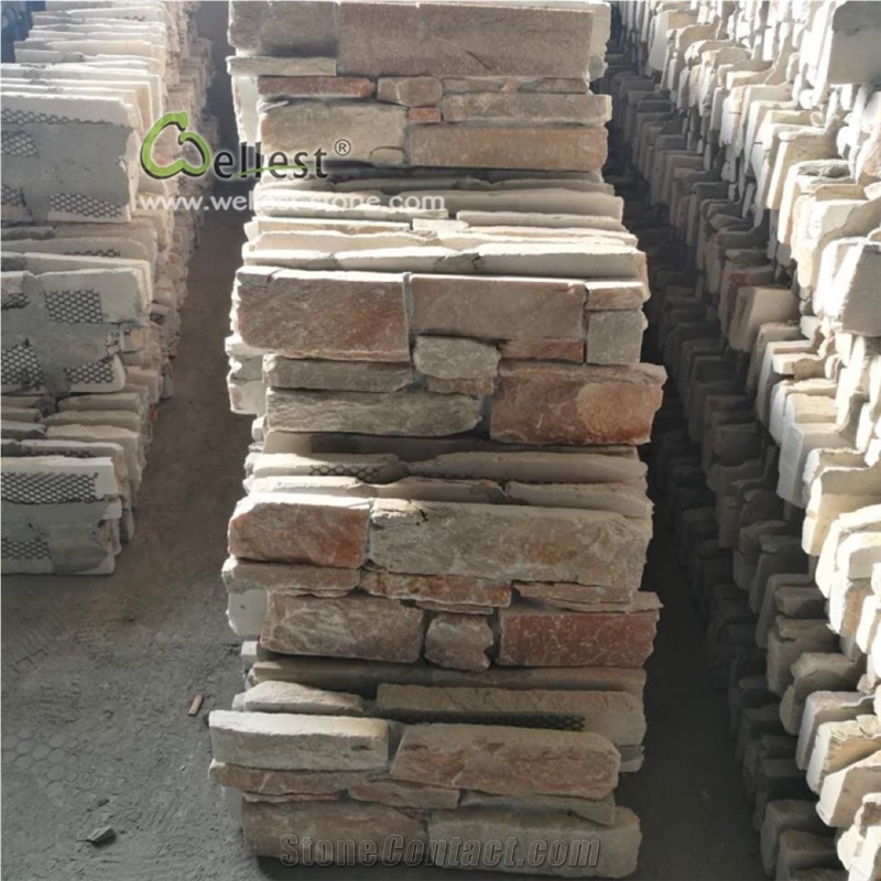 Z Stacked Stone Veneer, Yellow Slate Stone Panel
