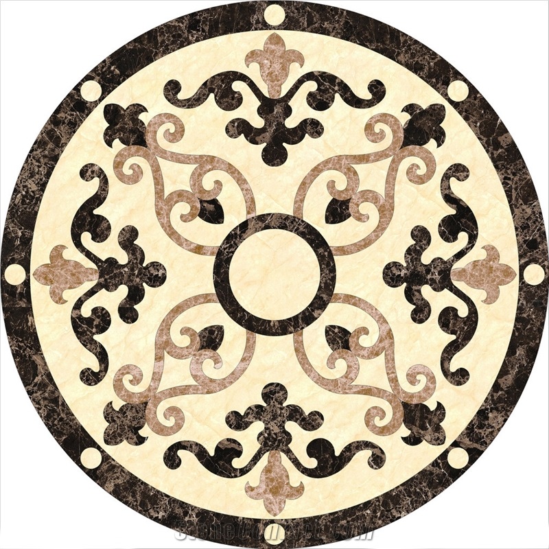 Floor Marble Round Medallions Flower Pattern
