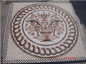 Floor Marble Round Medallions Flower Pattern
