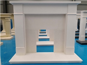 G40 Beige Marble Fireplace Mantel Modern Style