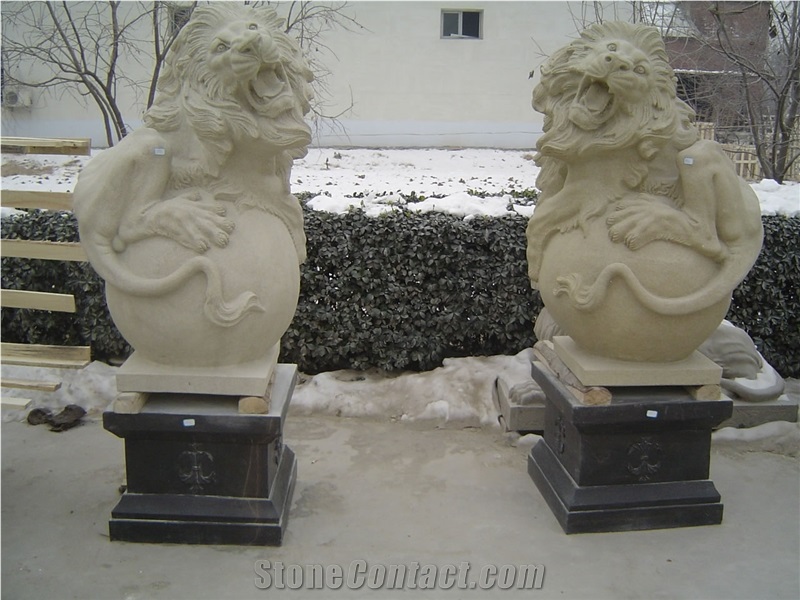 Handcarved Sculptures Shizi Statue Stone Lion