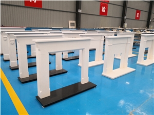 Hebei Factory White Limestone Fireplace Mantels