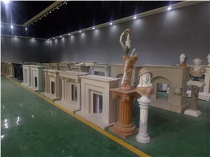 Hebei Factory White Limestone Fireplace Mantels