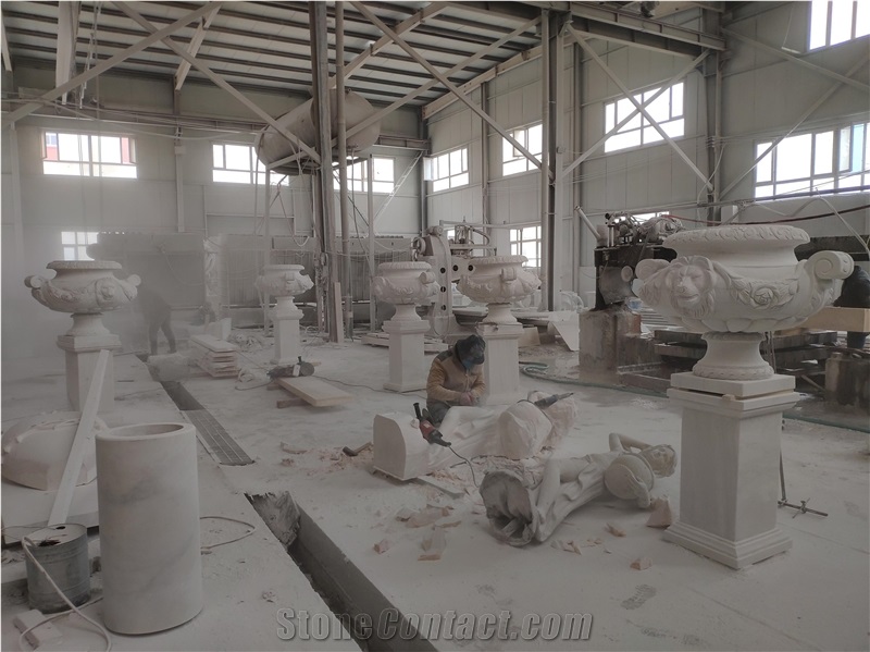 Hunan White Marble Hand Carved Planters