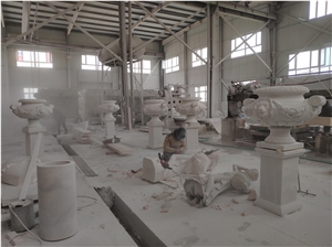 Hunan White Marble Hand Carved Planters