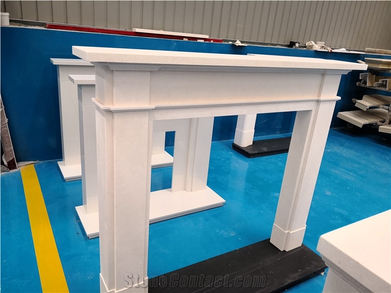 King Stone White Limestone Indoor Fireplace Mantel