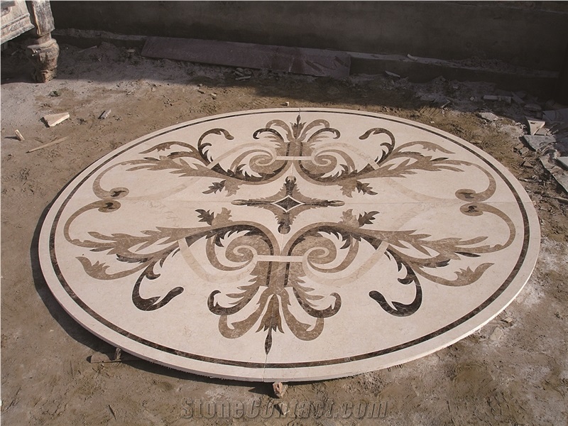 Marble Round Floor Medallions Waterjet Factory
