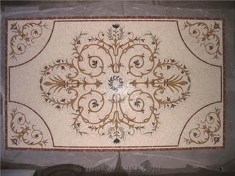 Marble Round Floor Medallions Waterjet Factory