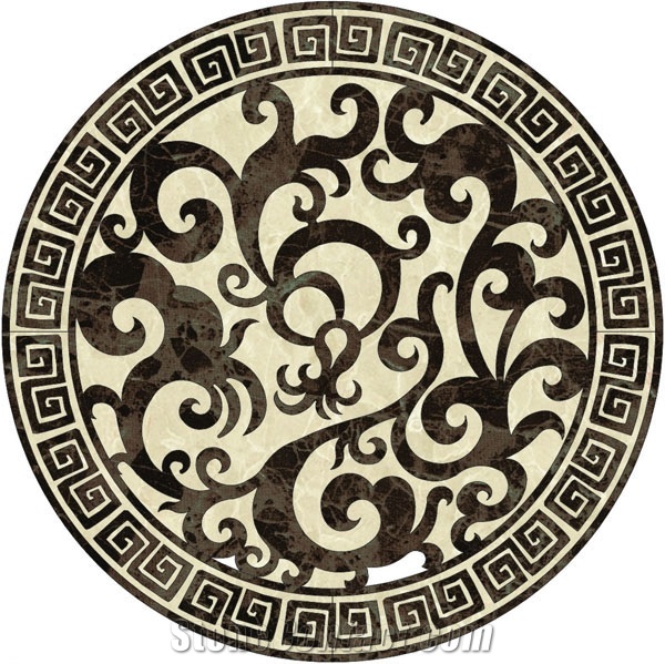 Round Marble Floor Pattern Waterjet Factory
