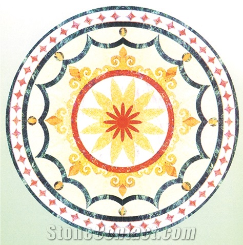 Round Marble Medallions Waterjet Floor Pattern