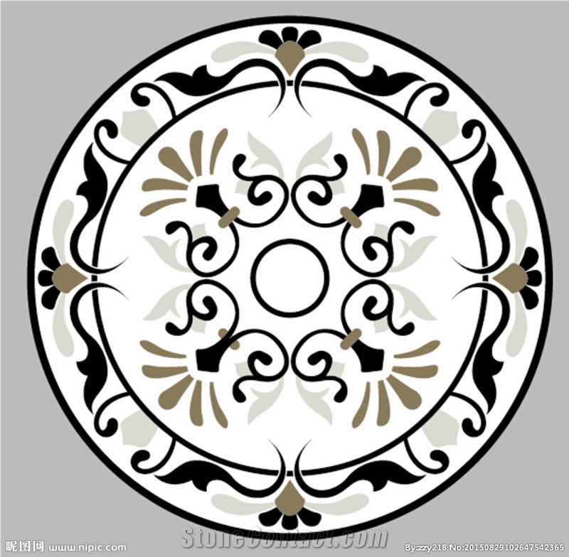 Round Marble Waterjet Medallions Floor Patterns