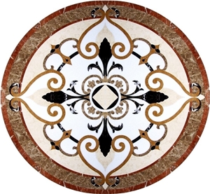 Round Marble Waterjet Medallions Floor Patterns