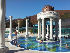 Sculptured White Roman Limestone Columns Pillars