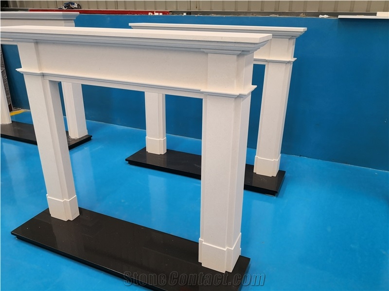 Sienna White Limestone Fireplace Mantel Factory