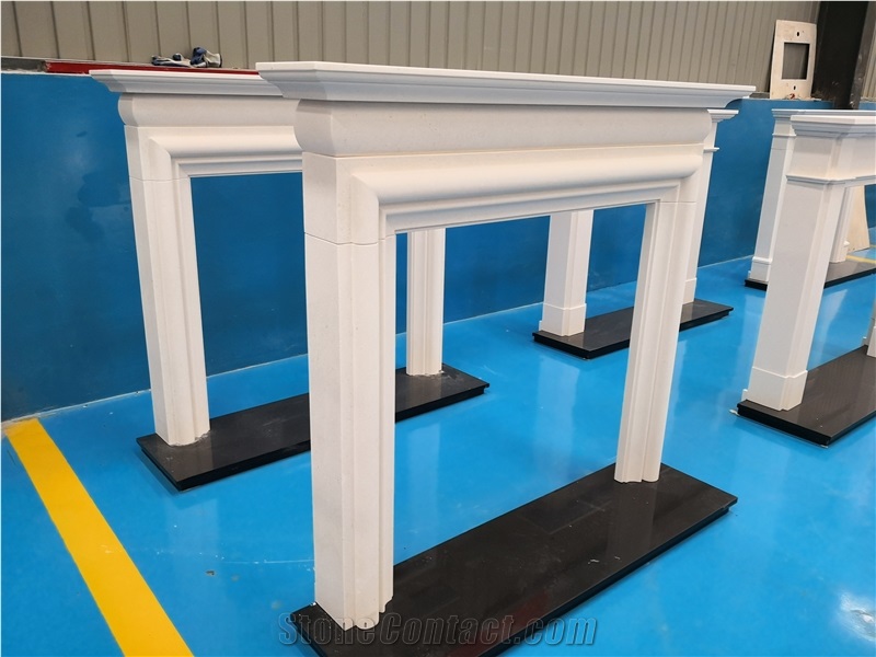 Sienna White Limestone Fireplace Mantel Factory