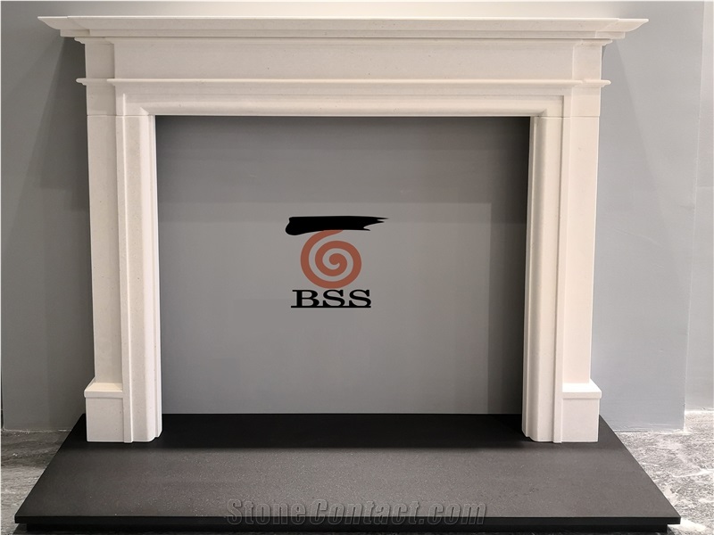 Simple White Limestone Aegean Fireplace Mantels
