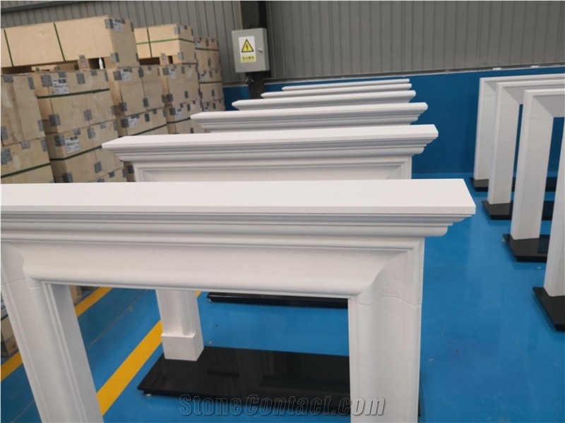 Simple White Limestone Aegean Fireplace Mantels