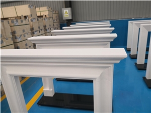 Simple White Limestone Aegean Fireplace Mantels