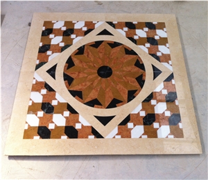 Square Marble Floor Pattern Waterjet Medallions