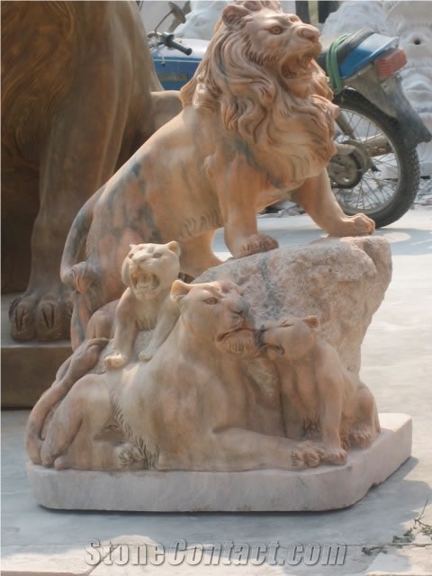 Tall Marble Lion Statues White Sculpture