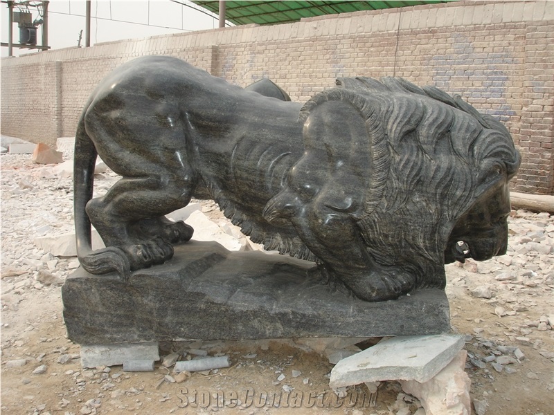 Tall Marble Lion Statues White Sculpture