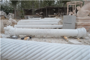 White Carved Column Stone Pillar Cast Pilasters